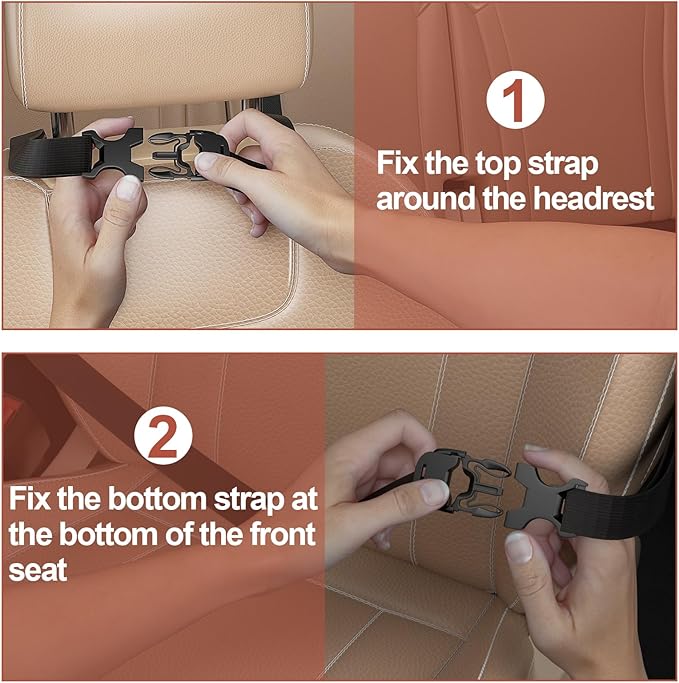 Backseat Car Organizer with Touch Screen, 2 PACK Car Organizer Kick Mats Back Seat Protector with 10pcs Storage Pockets, Car Seat Back Organizers Storage for Kids Road Trip Essentials