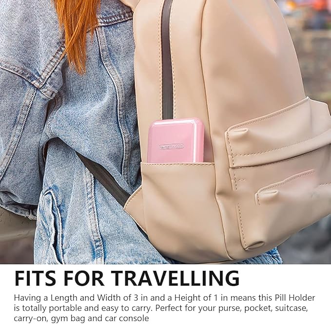 Small Pill Box, Travel Pill Case, Dtouayz Portable Medicine Organizer, Vitamin and Medication Dispenser, Cute Daily Pill Holder for Purse or Pocket, Waterproof 4 Compartment Travel Pill Container Pink