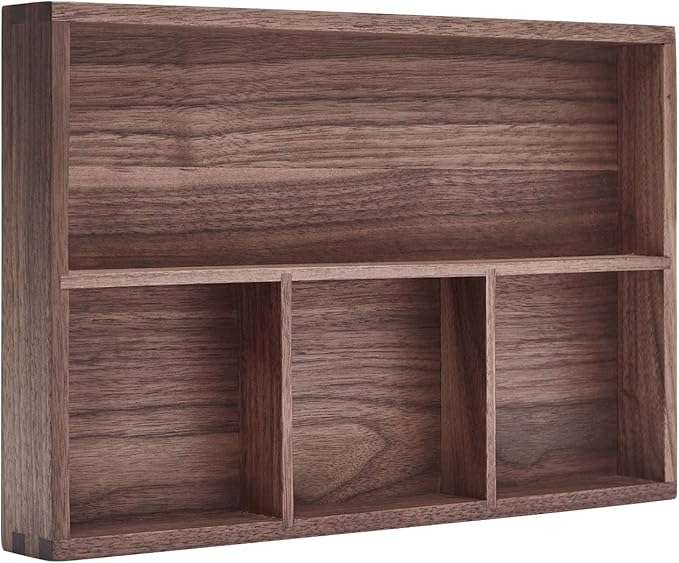 pandapark Wood Organizer Tray, Black Walnut, Desk & Drawer Storage Box (Walnut Master)