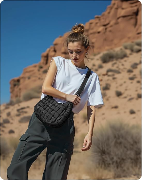 BAGSMART Quilted Crossbody Bag for Women, Lightweight Puffer Purse for Travel, Daily Use & Work | Water-resistant, Puffy Shoulder Bag, w/ Adjustable Strap, Light & Comfortable, Hands-free Bags, Travel Essentials