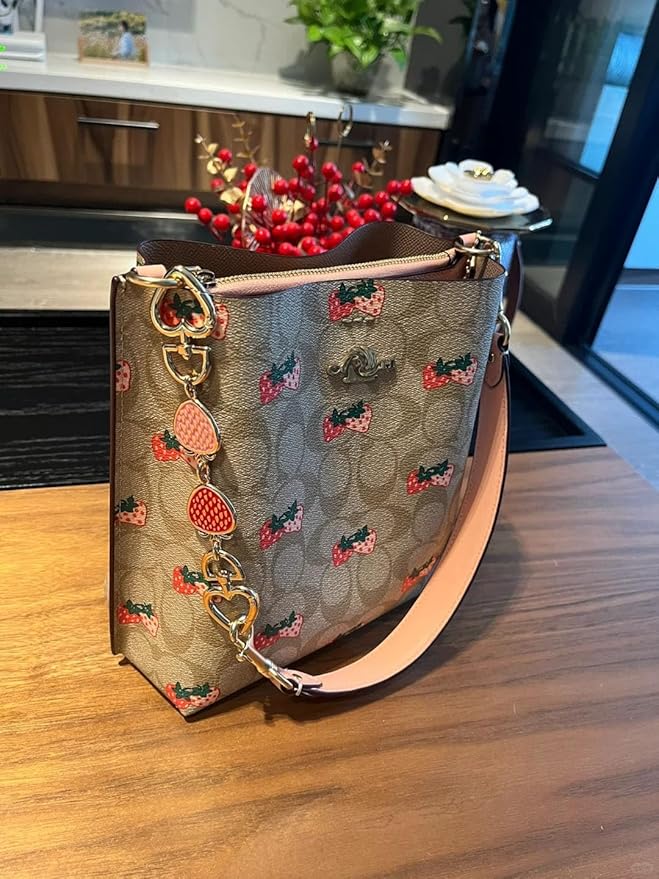 COICOIC Cute Strawberry Purse Strap Extender, 2 Pcs Strawberry Bag Chain Extender Accessory for Tabby Nolita Swinger Laurel Bag