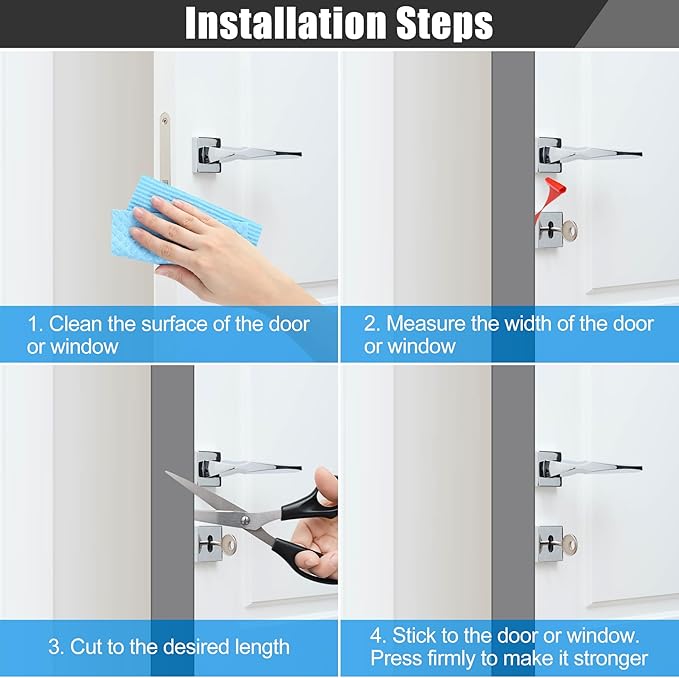 Draft Seal Tape for Doors and Windows 2 in x 10 Ft Silicone Weather Stripping Extra Thick 2mm Door Seal Strip with Strong Adhesive Draft Insulation Stopper Side Seal - Gray