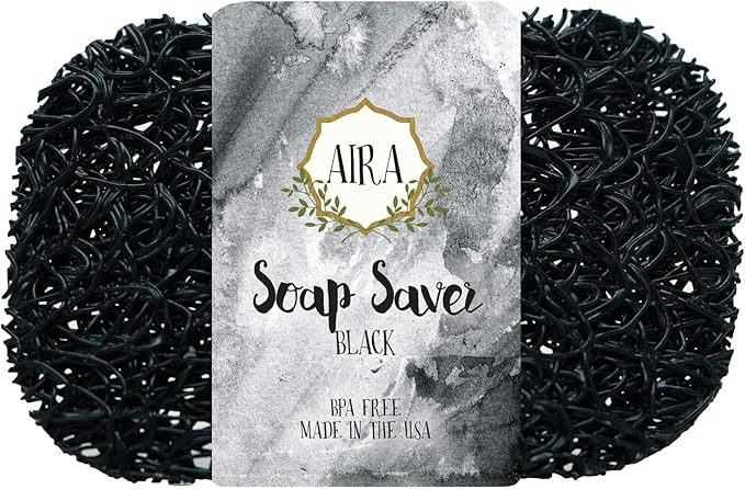 Aira Soap Saver - Dish & Holder Accessory - BPA Free Shower & Bath Holder - USA Made - Drains Water, Circulates Air, Extends Life - Easy to Clean, Fits All Dish Sets - Black
