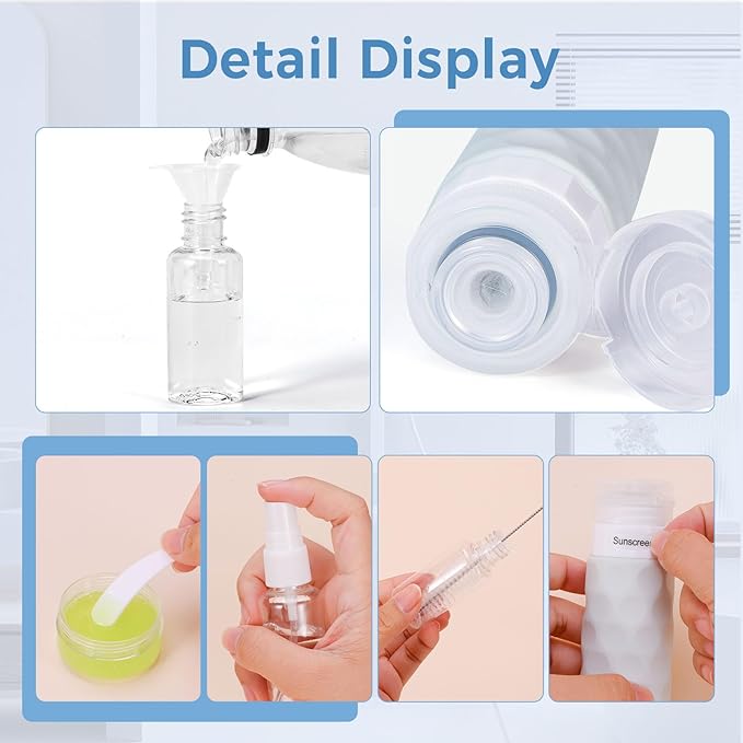 16pack Travel Bottles for Toiletries, TSA Approved Travel Size Containers Set, Leak Proof Refillable Liquid & Creams Toiletries Accessories Kit W/Toiletry Bag (Gray)