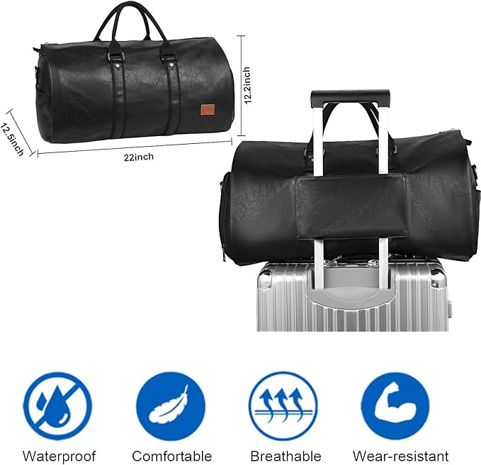 seyfocnia Convertible Travel Garment Bag, Carry-on Garment Duffel Bag for Men Women - 2-in-1 Hanging Suitcase Suit Business Travel Bag
