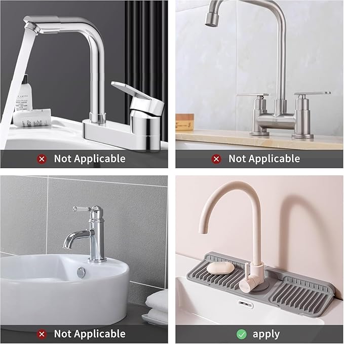 Faucet Mat for Kitchen Sink Upgraded Premium Silicone Splash Guard with Fast Drying Properties Protective Sink Tray Ideal for Stone Sinks in Kitchen & Bathroom (Gray, 17.5"x5.5")