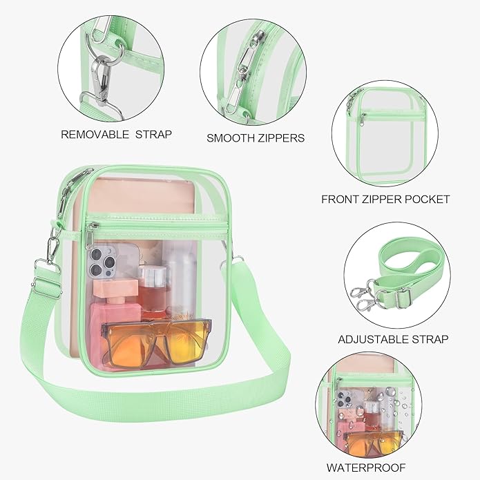 USPECLARE Clear Purse Stadium Transparent Messenger Bag Stadium Approved for Men and Women Clear CrossBody Bag