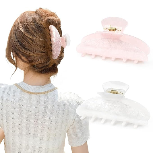 2 Pack Hair Claw Clips Women Large Tortoise Hair Clip French Design Barrettes Celluloid Leopard Print Accessories Jaw Clips for Thick Hair