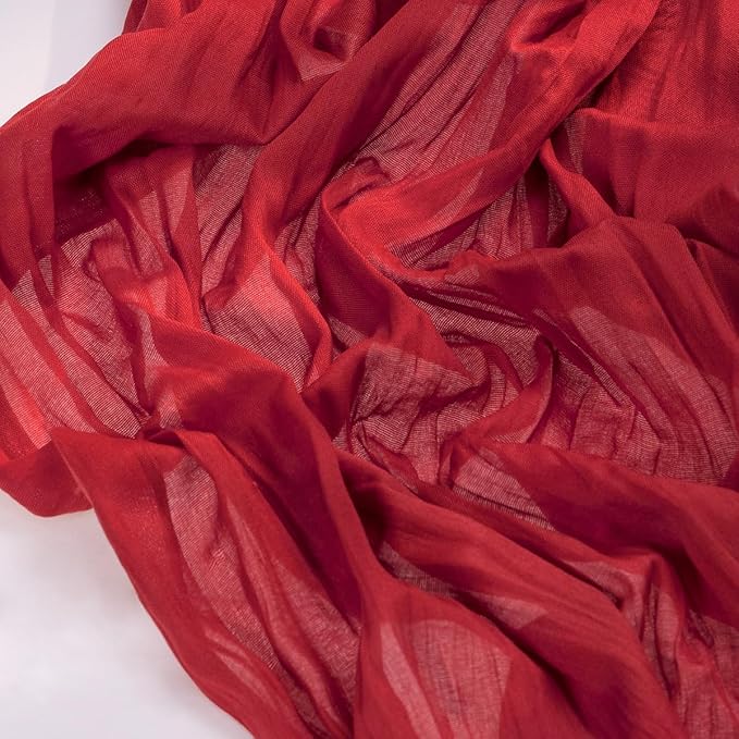 Socomi 6pcs Red Cheesecloth Table Runner Boho Rustic Gauze 120 inch 10FT Cheese Cloth Sheer Runner for Wedding Party Baby Shower Birthday Home Decor Holiday Decorations