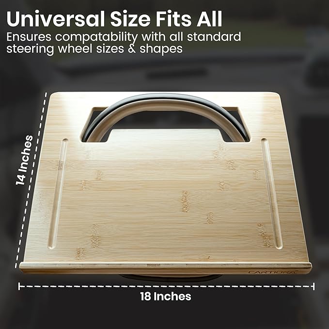 Essential Steering Wheel Tray - Car Table for Meal, Multipurpose Steering Wheel Table for Travelers, Table and Laptop Holder, Laptop Tray for Work