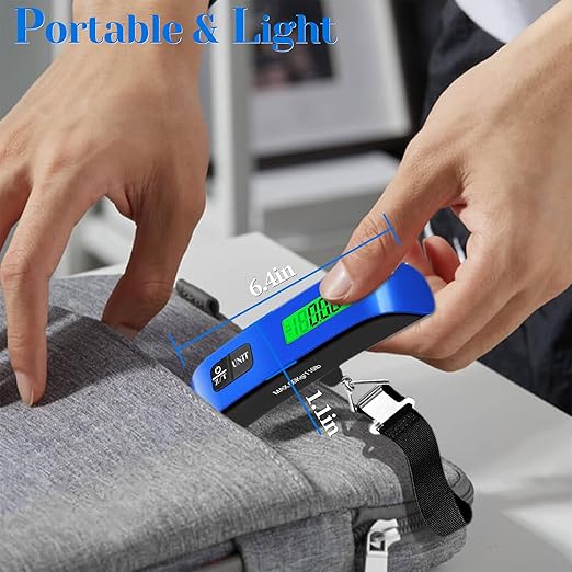 Luggage Scale, 110lb Luggage Weight Scale with 4 Unit Switching Functions & LED Display, Luggage Scale Travel Digital for Weighing Luggage, Backpacks, Packages and Markets (Blue)