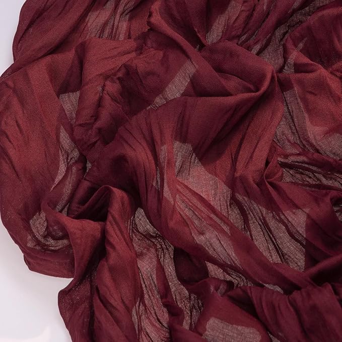 Socomi 10pcs Burgundy Red Summer Cheesecloth Table Runner Boho Rustic Gauze 120 inch 10FT Cheese Cloth Sheer Runner for Wedding Party Baby Shower Birthday Home Decor Holiday Decorations