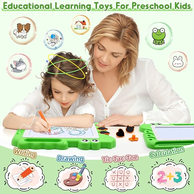 AiTuiTui Magnetic Drawing Board Toddler Toys Gift for Girls Boys, Color Sketch Writing Scribble Doodle Pad Travel Games, Educational Learning Kids Toys for Toddlers Birthday (Green)