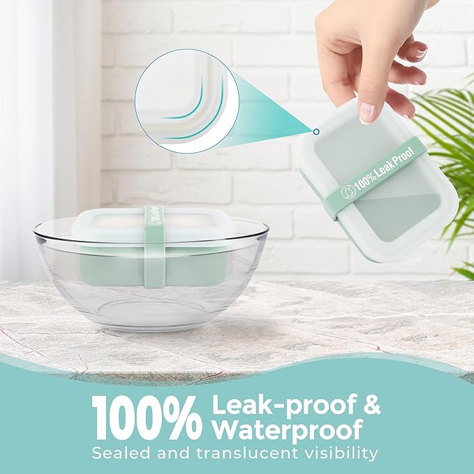 Compact Leakproof Travel Soap Case with Lid & Silicone Strap - Portable Draining Soap Bar Holder for Gym, Bathroom, Camping - Lightweight Silicone Soap Dish Container (Light Green)