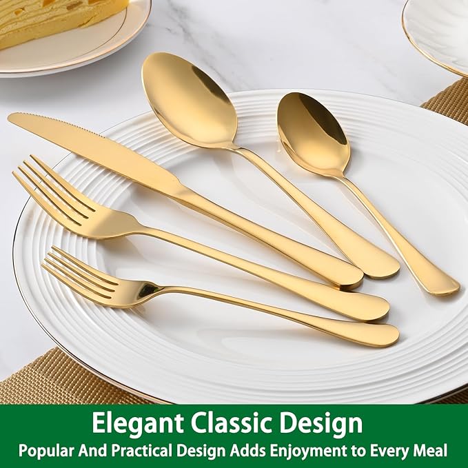 Gold Soup Spoons,8 PCs 7.3 Inch Dinner Spoons,Durable Mirror Polishing Stainless Steel Silveware Main Spoon,Dishwasher Safe Gold Table Spoon For Home Restaurant Hotel