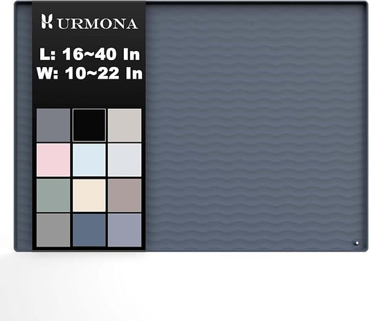URMONA 25'' x 22'' Waterproof Silicone Under Sink Mat Cabinet and Counter Protector, Shelf Liner for Kitchen and Bathroom, Storage and Organizers, Litter Mat, Pet Cat Puppy Essentials（Charcoal）