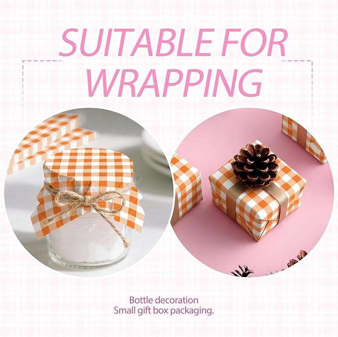 100pcs Waxed Deli Paper Sheets, 7x7" Food Basket Liners for Sandwiches, Burgers. Classic Checkered Deli Wrap Wax Paper Sheets by Neyimqr (Orange)