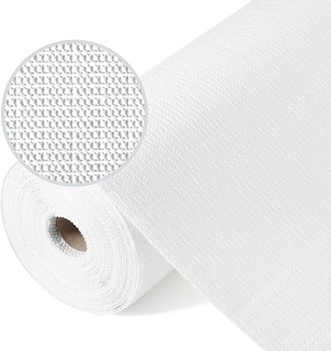 Drawer Liner, Shelf Liners for Kitchen Cabinet Waterproof & Oil-Proof Cupboard Liner Non-Slip Drawer Mat PVC Material Non Adhesive Kitchen Liner for Countertop White 23.6 x 78.7 Inches