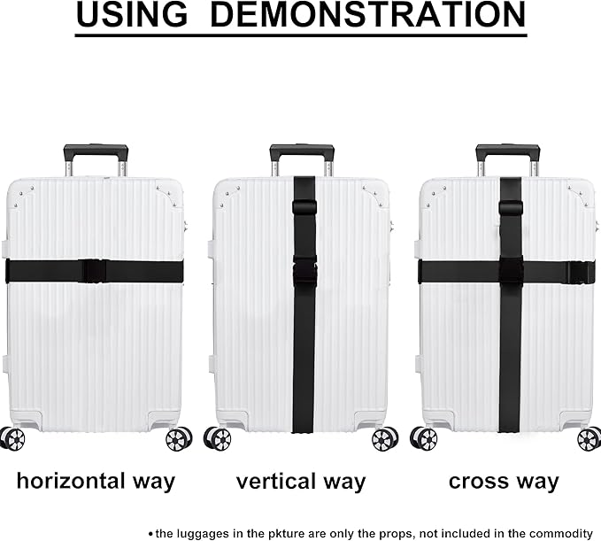 Luggage Straps for Suitcases TSA Approved Travel Belt 8 Pack by Chelmon (Black)