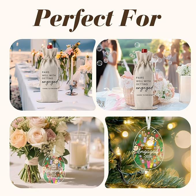 Easter Engaged Gift Engagement Gifts for Couples Her, Engagement Party Decorations Gifts for Engaged Couple Pairs Well with Getting Engaged Wine Bottle Bag Acrylic Ornament 2026