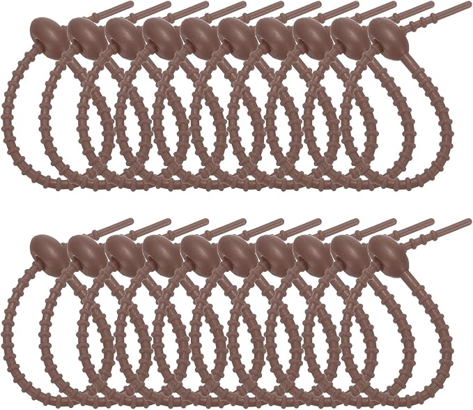 PATIKIL 6 Inch Silicone Cable Ties, 20pcs Rubber Reusable Twist Zip Ties Organizer for Home Office Kitchen Food bags Wires Adjustable Bag Clip, Brown