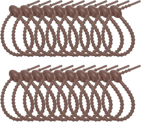 PATIKIL 6 Inch Silicone Cable Ties, 20pcs Rubber Reusable Twist Zip Ties Organizer for Home Office Kitchen Food bags Wires Adjustable Bag Clip, Brown