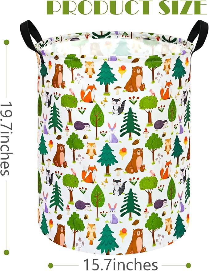 Kids Animal Laundry Basket Nursery Hamper Storage Bins Gift Basket Clothes Organizer Toy Box Large Canvas Collapsible Chest for Home/Dorm/Kitchen/Pet/Office/Closet/Shelf/Room Decor