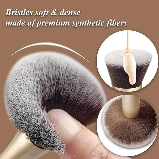 4 in 1 Makeup Brush Set - All in One Powder/Blush, Foundation, Blending & Eyeshadow Brushes, Compact & Travel Essential
