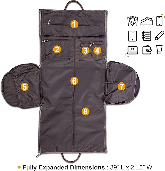 seyfocnia Convertible Travel Garment Bag, Carry-on Garment Duffel Bag for Men Women - 2-in-1 Hanging Suitcase Suit Business Travel Bag
