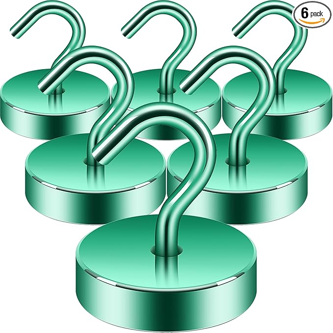 Neosmuk Magnetic Hooks, Cruise Ship Essentials, 80lb+ Heavy Duty Magnetic Hooks for Cruise Cabins, Refrigerator, Grill, Hanging, and Travel | Extra Strong Must-Haves Magnet Hook,Green