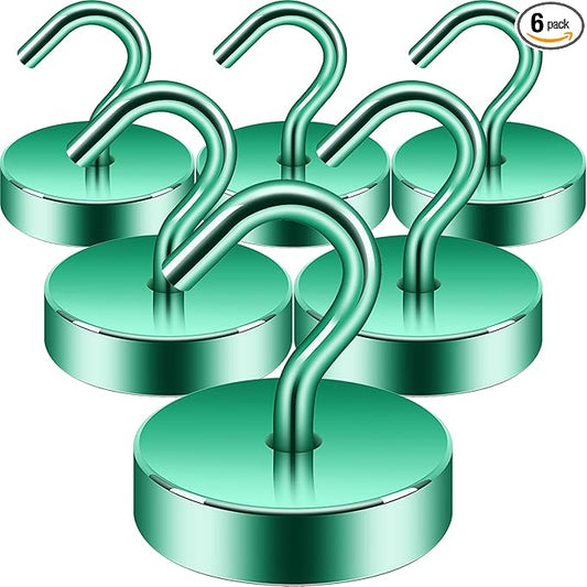 Neosmuk Magnetic Hooks, Cruise Ship Essentials, 80lb+ Heavy Duty Magnetic Hooks for Cruise Cabins, Refrigerator, Grill, Hanging, and Travel | Extra Strong Must-Have Magnet Hook, Green