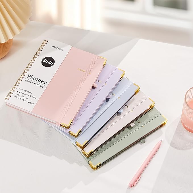2026 Planner, Forvencer Calendar Planner Weekly and Monthly, Jan 2026-Dec 2026, 6" X 8", Hardcover Agenda Book, Daily Journal Organizer with Inner Pocket, Notebook for Office School, A5, Off-white