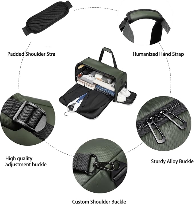 Garment Bags for Travel, 45L Carry-on Convertible Garment Duffle Bag for Men Women - 3-in-1 Hanging Suit Travel Bag with Shoulder Strap