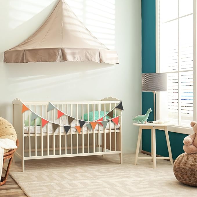 Oudain 2 Pcs Pennant Banner Flags Nursery Garland Triangle Bunting Flags Playroom Wall Decor Banner for Nursery Baby Shower Birthday Boho Wedding Party Event, Each 7.75 ft(Rustic Color)