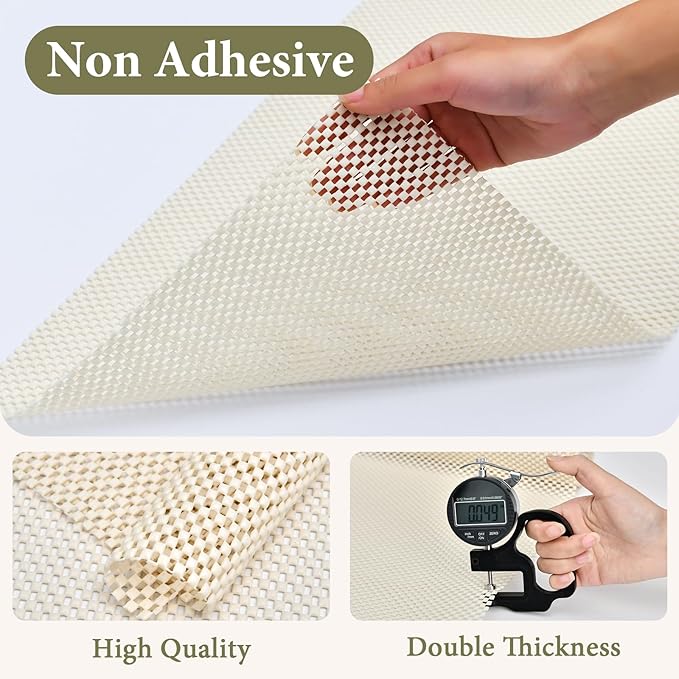 Shelf Drawer Liners for Kitchen Cabinets Non Adhesive Drawer Liner Thickened Refrigerator Liner White Quatrefoil Strong Non-Slip Paper for Tool Box, 11.8 x 118 Inches