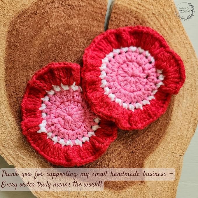 Cotton Crotchet Ruffled Flower Coaster Set (Strawberry Cream)