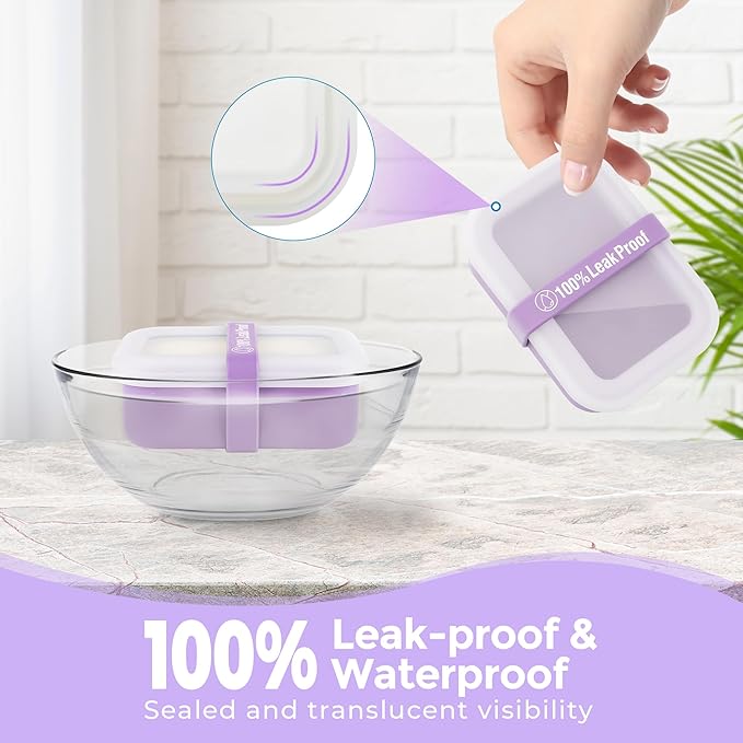 Compact Leakproof Travel Soap Case with Lid & Silicone Strap - Portable Draining Soap Bar Holder for Gym, Bathroom, Camping - Lightweight Silicone Soap Dish Container (Purple)