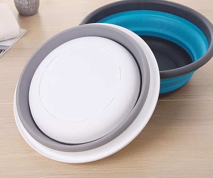 Ahyuan Collapsible Portable Wash Basin Dishpan 5L Kitchen Dish Pans Washing Basin Foldable Wash Dish Tub for Camping Supplies, Marine, Camper Accessories for Travel Trailers (Gray)