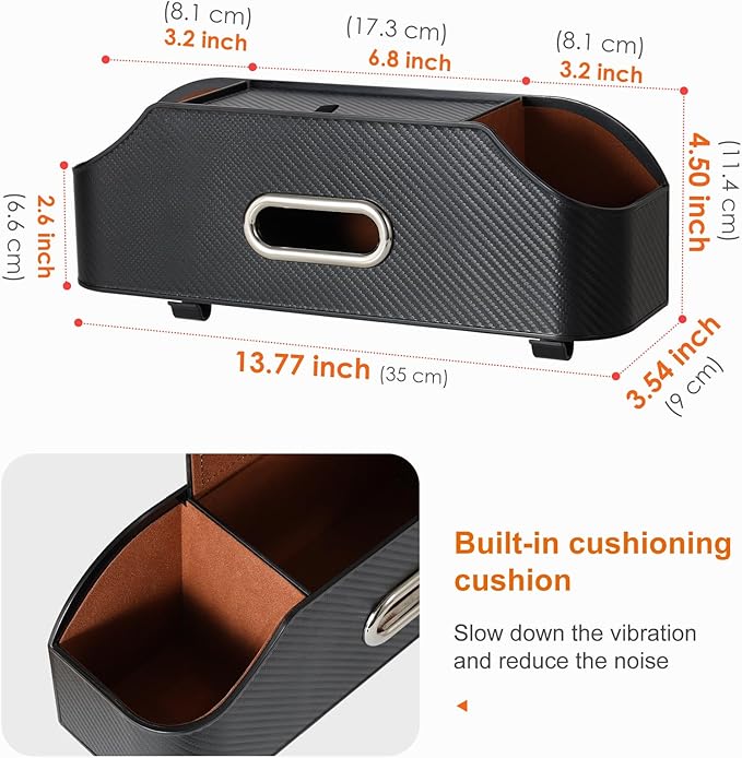 Sancaral Car Rear Backseat Extra Multifunctional Drink Cup Holder Organizers with Tissue Storage Box Organizer & Hooks for Car Seat Back. imitation carbon fiber texture