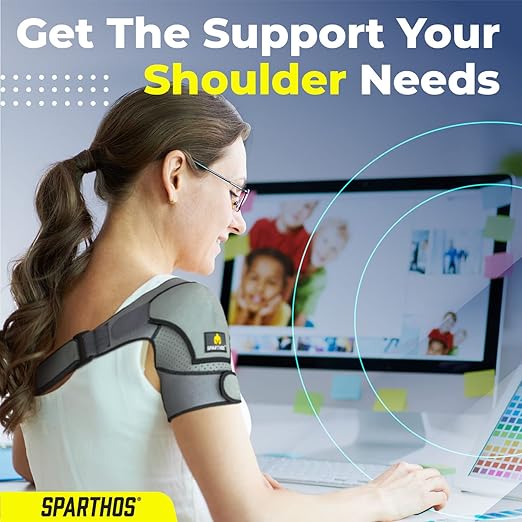 Sparthos Shoulder Brace - Support Sleeve for Torn Rotator Cuff, AC Joint Pain Relief - Arm Immobilizer Strap Wrap - Fits Bicep 14-30 in, Left or Right, Men & Women - Measure Before Purchase - XXL