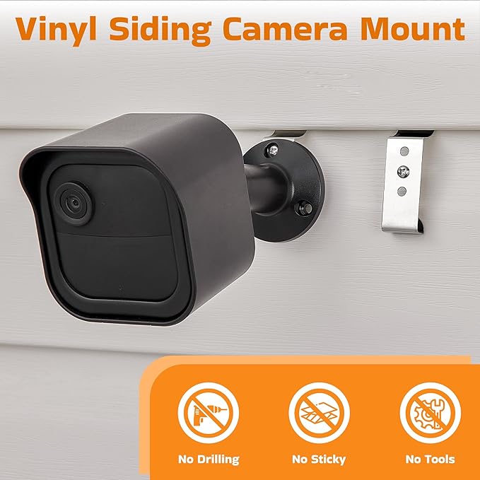 ANDGOO 8 Pack Vinyl Siding Hooks, No Hole Siding Clips with Screws, Vinyl Siding Hangers for Hanging Outdoor, Heavy Duty Outside Camera Mount, for Doorbell, Outdoor Lights & Cables