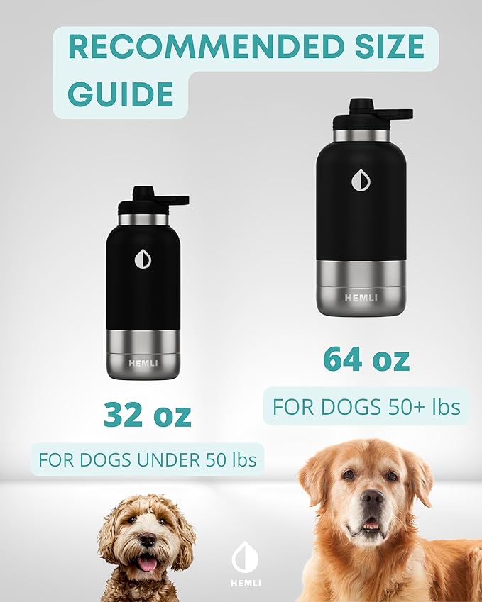 32 oz. Portable Dog Water Bottle and Bowl, Perfect for Walking, Hiking and Travel
