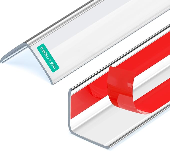 Frychee Wall Corner Protector, Walls Edge Protector, Self-Adhesive Wall Corner Guards, PVC Double Side Edge Protector, Furniture Stairs Guard (Clear, 2pcs x 47.2" L x 1.97" W)