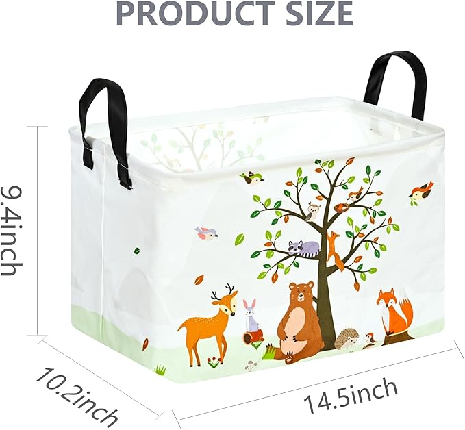 Rec Animals Print Box Hamper Storage Basket Collapsible Organizer Bin Gift Shelf Baskets for Home and Kitchen Storage