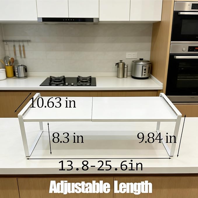 SKOGHUP Expandable Cabinet Shelf Organizer 14-25" L Stackable Kitchen Counter Shelf Rack Sink Riser Countertop Storage white(1 Pack)