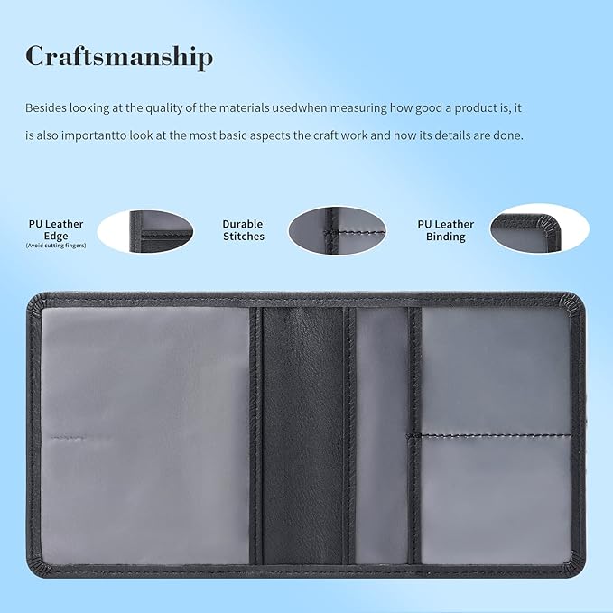TILDOSAC Car Registration & Insurance Card Holder Leather Auto Glove Box Organizer Document Wallet with Magnetic Shut (Black, Small)