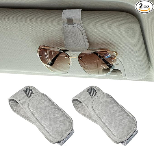 Yuoyar 2 Packs Magnetic Sunglass Holder for Car Visor - Universal Sunglasses Clip for Different Size Eyeglasses - Convenient Interior Car Accessories (Grey)