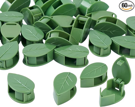 30/60/100PCS Plant Climbing Wall Fixture Clips,Invisible Wall Plant Vines Fixing Clips,Self-Adhesive Vine Support Holder for Climbing Plants. (60, Green-Leaf Shaped)