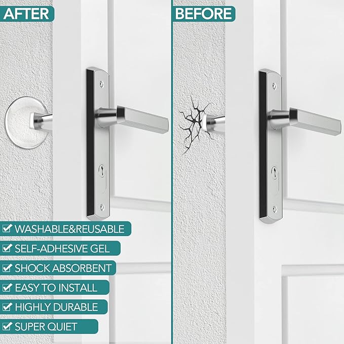Door Stoppers for Wall, Etybetopstar 6Pack 1.57" Rubber Door Knob Wall Protectors, Strong Self-Adhesive Door Bumpers for Wall, Quiet & Shock-Absorbing Door Handle Stopper, Clear
