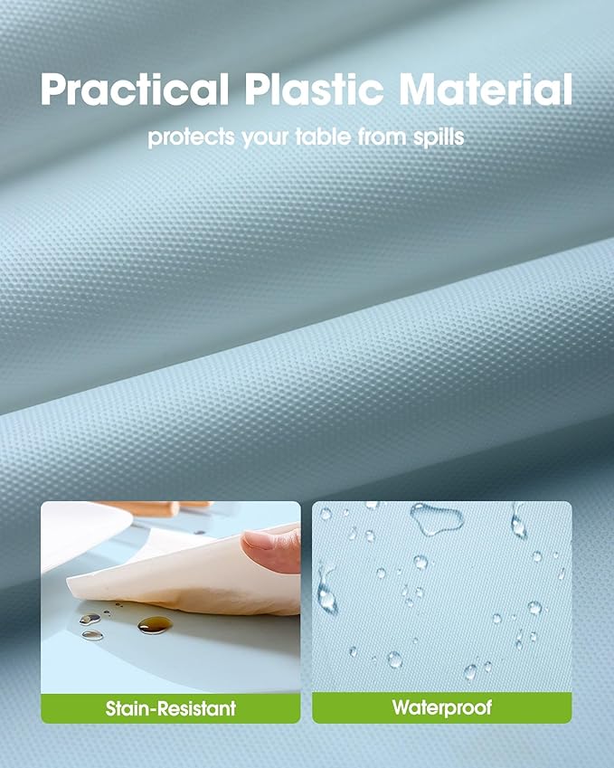 Pureegg Plastic Table Cloth Disposable 10 Pack, 54 x 108 Inch Table Cloths, Easter Party, Picnic, Wedding, Decorative Tablecloths, Rectangle, Baby Blue Plastic Cover, Leakproof & Sturdy, Light Blue